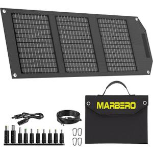 MARBERO Foldable Portable Solar Panel 30W Solar Panel Charger for Power Station >23% High Efficiency USB & DC Port Compatible with Cell Phone Ipad Laptop IP65 Waterproof for Camping Outdoor Cloudy (30W 11.6 x 8.85 x 1.75)