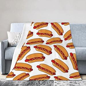 Hot Dog Food Throw Blanket Super Soft Warm Bed Blankets for Couch Bedroom Sofa Office Car, All Season Cozy Flannel Plush Blanket for Girls Boys Adults, 60"X50"