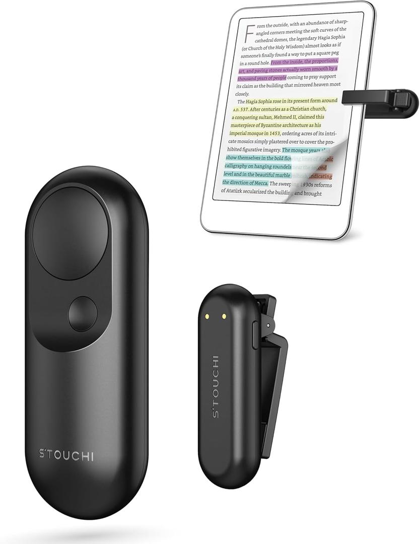 [#1 Magnetic Tech] Remote Control Page Turner for Kindle Paperwhite with Wrist Strap, 2-in-1 Kindle Accessories for iPhone, iPad, Camera Video Record & Shutter Selfie,Ideal Valentines Gift (Black)