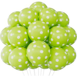 60PCS Lime Green Polka Dot Balloons 12 Inch Latex Helium Round Party Balloons Kit for Birthday Party Decorations