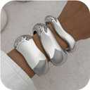 Chunky Gold Bangles Bracelets for Women Trendy Stack Statement Bangle Irregular Cuff Bracelets Fashion Jewelry Gift (3PCS Silver)