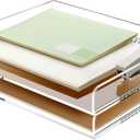 2 Pack- Stackable Paper Letter Tray, A4 File Tray Desk Organizer, Acrylic Desk Organizers and Accessories Sorter, Clear Workspace Office Supplies Organizers, 12.4inx8.86inx3.46in