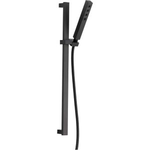 Delta Faucet Single-Spray H2Okinetic Slide Bar Hand Held Shower with Hose, Black Handheld Shower Head, Slide Bar Hand Shower, Handheld Shower, Detachable Shower Head, Matte Black 51567-BL