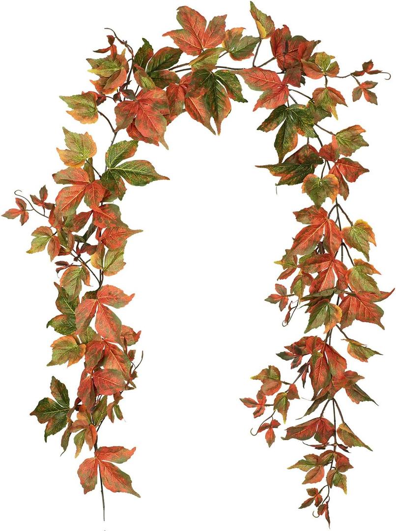 Lvydec 2 Pack Fall Maple Garland Clearance - 6.5ft/Piece Artificial Fall Foliage Garland Autumn Decor for Home Wedding Party