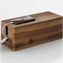 Acacia Wood Large Cable Management Box Round Edge - 16" L Wooden Power Strip Box, Surge Protector Box - Cable Hider Box for Office, Living Room - 2 Open Slots, Magnetic Lid (Walnut Color)