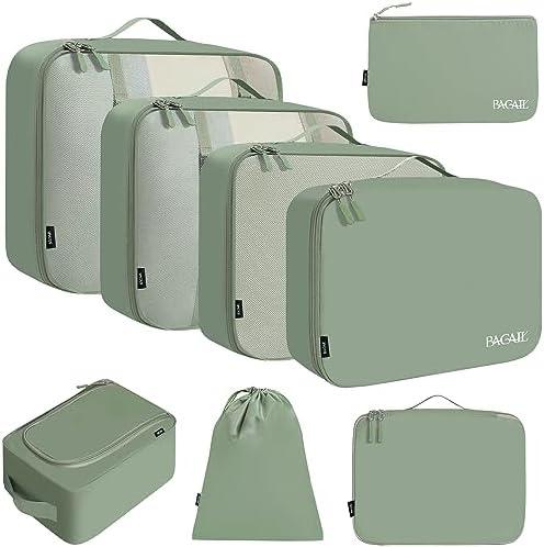 BAGAIL 8 Set Packing Cubes Luggage Packing Organizers for Travel Accessories-Matcha Green