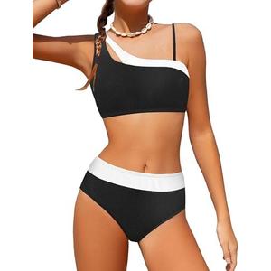 Tomolant Girls Swimsuit Bikini Set Color Block Cut Out Two Piece Bathing Suit with Chest Pad Adjustable Straps Swimwear 11-12 Y