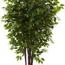 Nearly Natural 6.5FT Artificial Deluxe Ficus Tree for Indoor Home Dcor, Large Fake Plant with Black Nursery Planter, Faux Ficus Tree