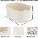 XUANGUO Large Rectangle Blankets Basket Living Room 22"x17"x12" Woven Cotton Rope Storage Baskets for Nursery Toy Baskets for Kids and Dogs Wicker Laundry Basket Bin for Clothes Towels white