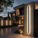Mikeru Modern Wall Light, 3000k-6000k Dimmable Sconce, 47inch Black Exterior Light with Remote Control, IP65 Waterproof Anti-Rust Linear Long Porch Light Outdoor