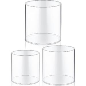 meekoo 3 Pcs Flower Acrylic Vase Cylinders Round Decorative 6 x 6 in, 5 x 5 in, 4 x 4 in Vase Break Resistant Acrylic Flower Cylinder for Centerpiece Home Wedding Decor(Classic)