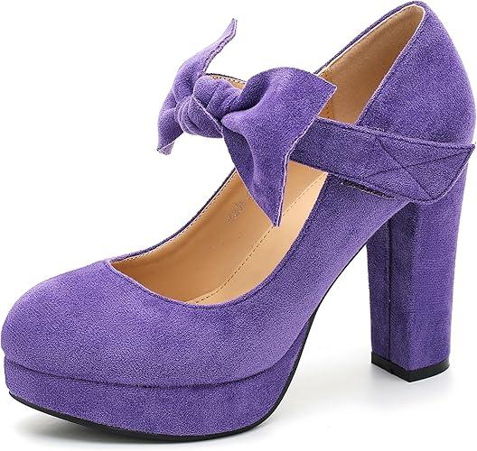 MAIERNISI JESSI Women's Bow Heel Pumps Platform High Heeled Wedding Dress Shoes, Size 38
