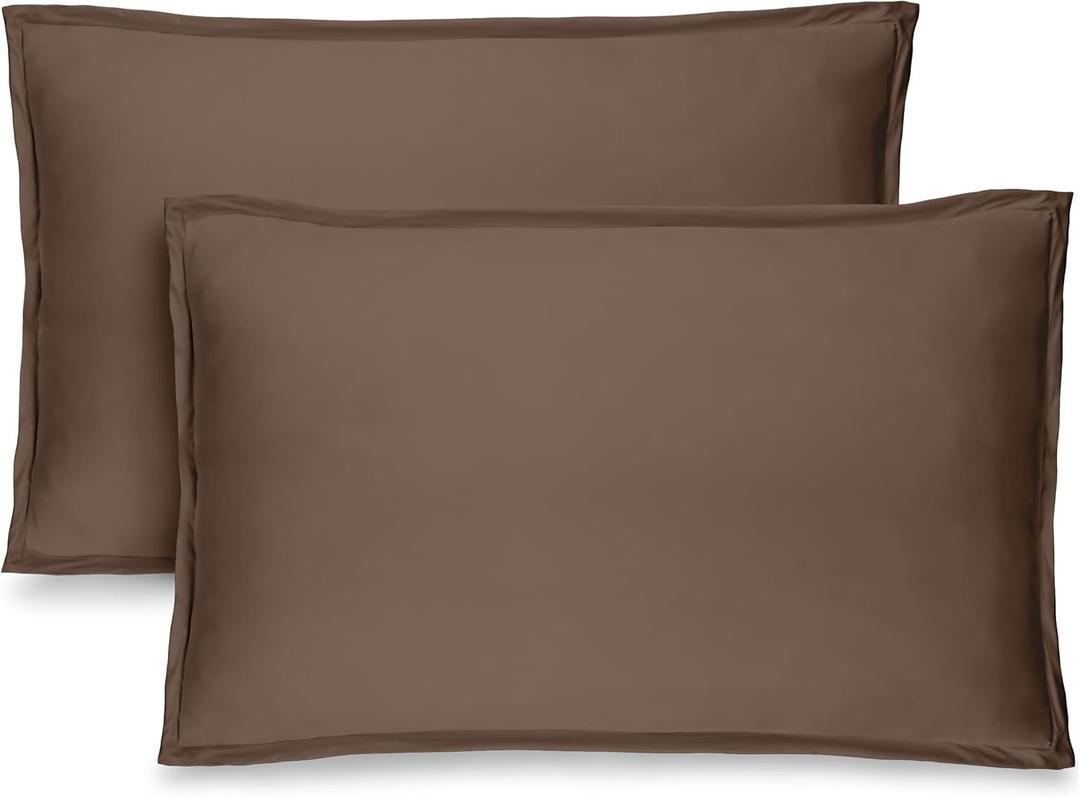 Bare Home Standard Pillow Sham Covers - Set of 2 - Premium 1800 Ultra-Soft Microfiber - Double Brushed - Stain & Fade Resistant - Bed Pillow Shams - Pillows Not Included (Set of 2, Cocoa)