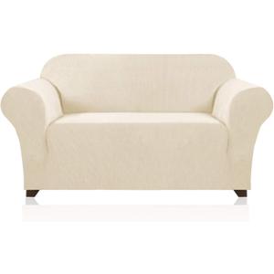 PrinceDeco Stretch Loveseat Sofa Cover Slipcover Couch Cover for 2 Cushion Sofa Washable Sofa Cover for Pets Friendly Furniture Protector Covers with Non Slip Bottom(Loveseat, Biscotti Beige)