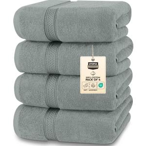 Utopia Towels 4 Pack Premium Bath Towels Set, 27 by 54 Inches, 100% Ring Spun Cotton 600GSM, Lightweight and Highly Absorbent Quick Drying Towels, Perfect for Daily Use, Cool Grey Utopia Towels 4 Pack Premium Bath Towels Set, 27 by 54 Inches, 100% Ring Spun Cotton 600GSM, Lightweight and Highly Absorbent Quick Drying Towels, Perfect for Daily Use, Cool Grey