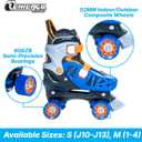 Chicago Skates Glitzy Kids Roller Skates - Adjustable Roller Skates Girls Boys, Light-Up Wheels, Durable Beginner Quad Skates with Front Stopper, Comfortable, Smooth Rolling, Indoor Outdoor, Age 3+ (Blue/Black/Orange, Small)