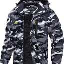 MAGCOMSEN Men's Winter Coats Water Resistant Ski Snow Jacket Warm Fleece Jacket Parka Raincoats With Hood Multi-Pockets, Medium