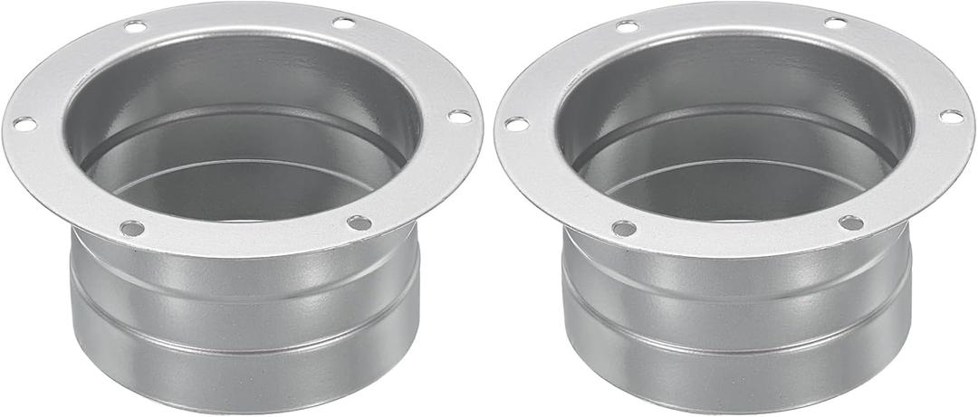 YOKIVE 2 Pcs Duct Connector Flange, Galvanized Iron Straight Pipe Exhaust Hose Flange Connect Air Duct, Great for Ventilation System (Grey, 3-Inch)