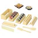 XPAPOV Sushi Making Kit, Sushi Maker 10 Pcs Plastic Sushi Tool Set Sushi Rice Roll Mold Shapes, DIY Sushi Roller Tool for Home (Beige)