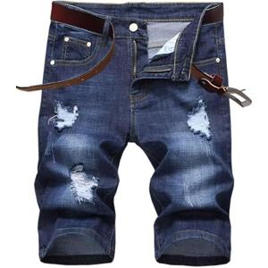 Men's Casual Denim Ripped Shorts (34, B- 350 Blue)