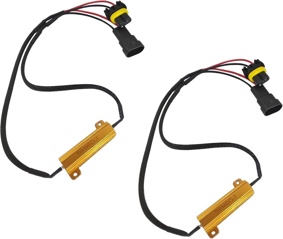 LED Headlight Load Resistor 9005/9006 Canbus Decoder Kit, LED Resistor Light Bulb Relay Harness Adapter, Anti Flicker Error Decoder Warning Canceller Universal for Cars Turn Signal Lamp(2PCS)
