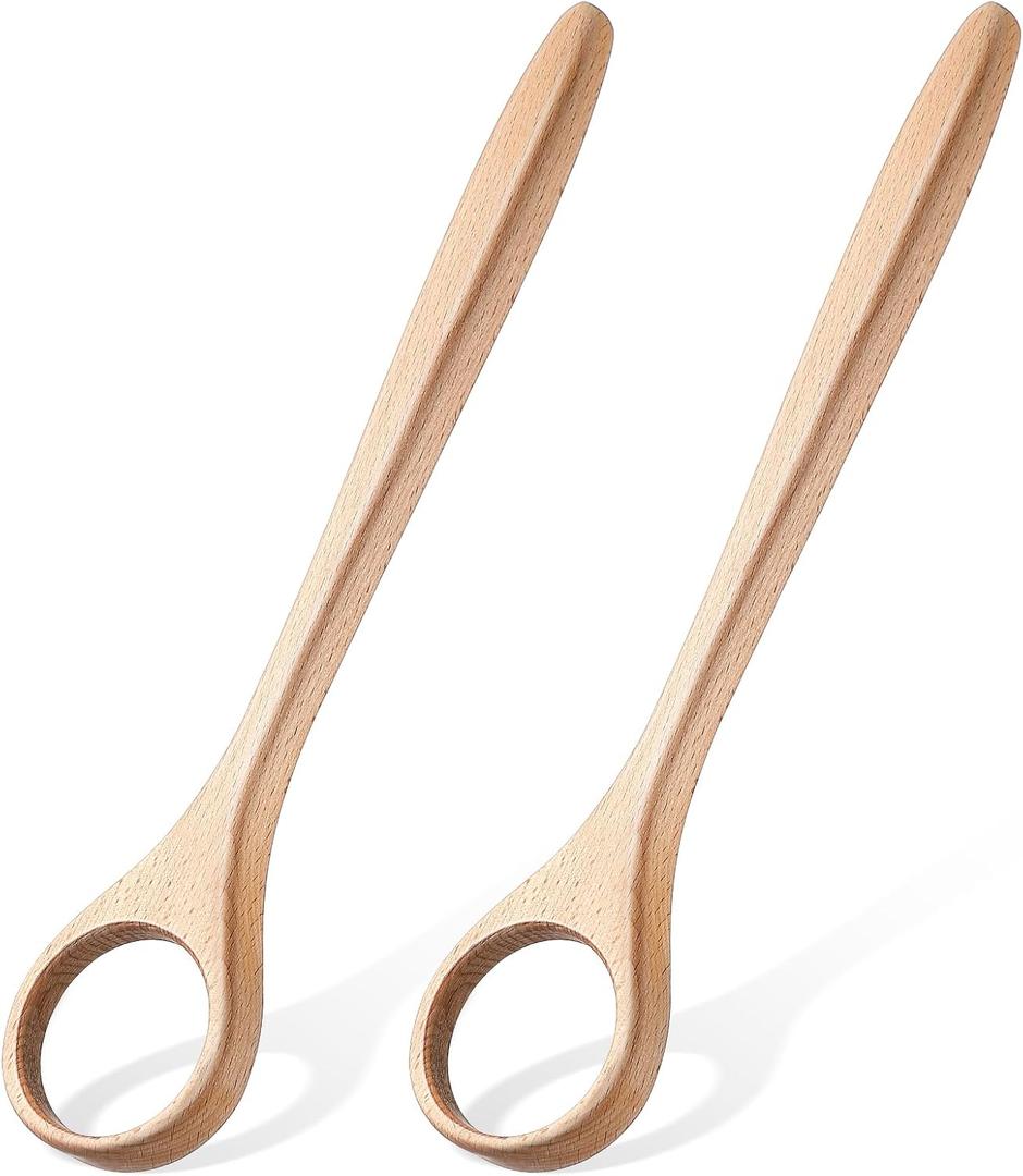 12 Inch Wooden Danish Dough Whisk Sourdough Whisk Dough Mixer Bread Whisking Tool for Mixing Sourdough Bread Baking Supplies for Pastries, Egg, Pizza(2 Pcs)