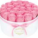 17 Forever Flowers in a Luxury Suede Box, Preserved Roses Birthday Gifts for Women, Romantic Anniversary Valentines Day Gifts for Her Girlfriend Wife, Pink