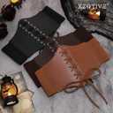 XZQTIVE Black Corset Waist Belt for Women, Wide Elastic Tie Waspie Belt for Dresses 4.7inch (Black)