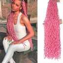 Leeven 5 Packs 30 Inch Pink Soft Locs Crochet Hair Pre Looped Distressed Faux Locs Natural Butterfly Locs Boho Goddess Locs Curly Synthetic Braids Hair for Women 15 Strands/Pack