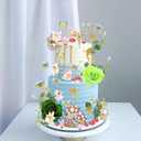 2 x Gyufise 60 Pack Fairy Cake Toppers Butterfly Cake Picks Mushroom Door Flowers Cake Decoration Fairy Garden Topper for Girl Party Birthday Baby Shower Supplies Green