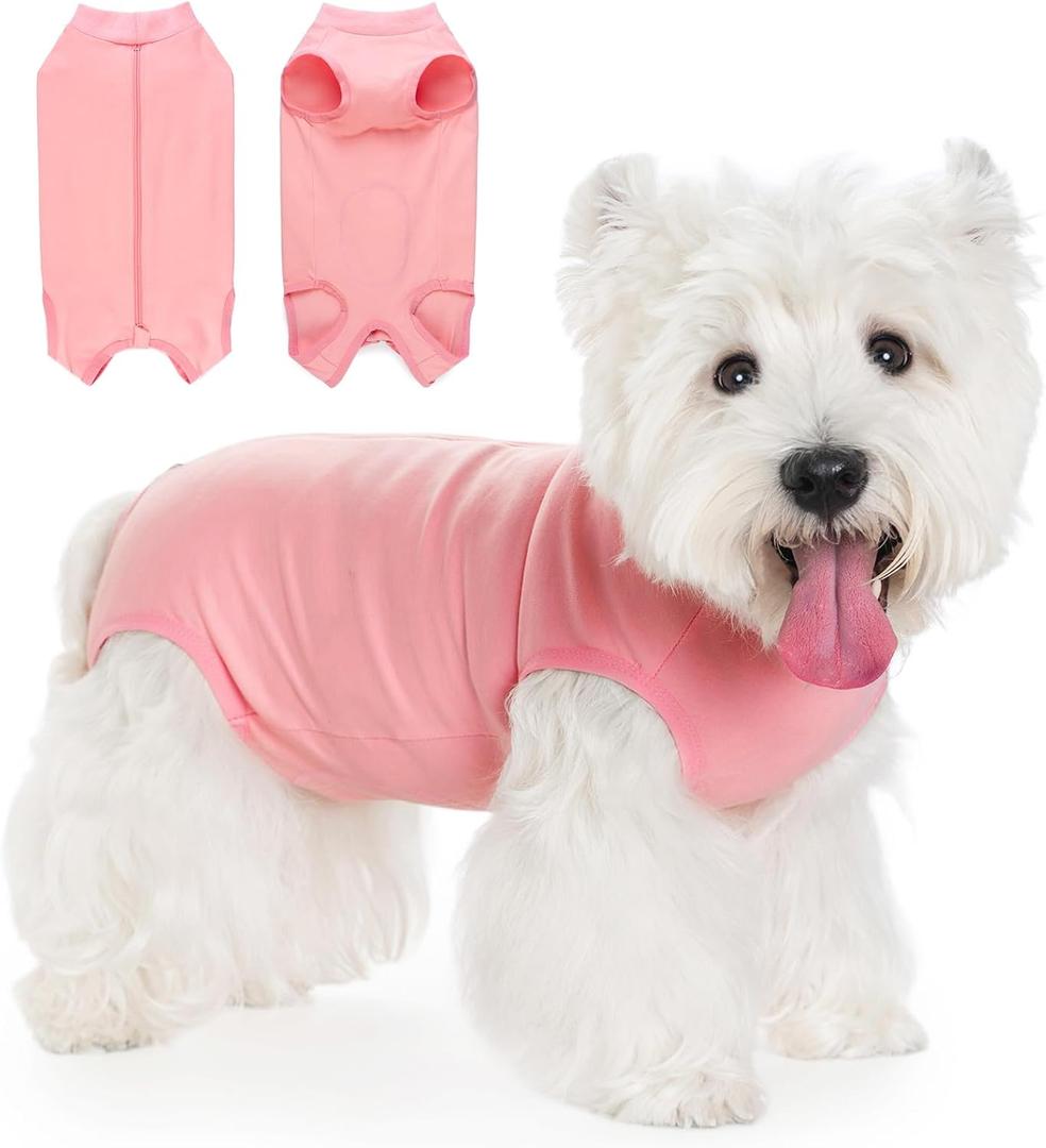 Coppthinktu Dog Surgery Suit Recovery Suit for Dogs After Surgery Female, Dog Onesie Suitical Neuter Puppy Spay Shirts, Post-Op Bodysuit Pajamas Anti Licking Abdominal Wounds Cone Alternative (Small, Pink)