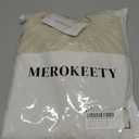 MEROKEETY Women's Fall Cable Knit Lantern Sleeve Chunky Pullover Sweater (Beige, L)