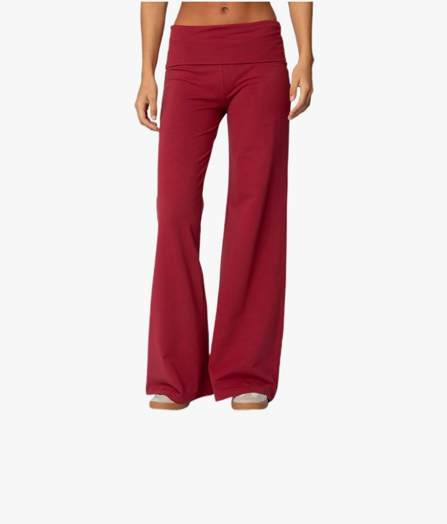 Lounge Yoga Pants for Women Fold Over Low Waist Wide Leg Sweatpants Flare Leggings Bell Bottoms Y2K Foldover Pants