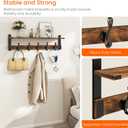 Homode Coat Rack Wall Mount, 29 Inch Long Shelf with Hooks, Wood Entryway Shelf with 5 Hangers for Hanging Hat Jacket Backpack Purse, Rustic Brown Black