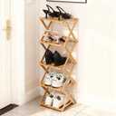 Bamboo Shoe Rack 5 Tier Foldable Shoe Rack Vertical Bamboo Shoe Organizer Free Standing Shelf for Entryway, Closet, Bedroom, Wood Color