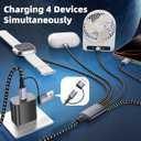 4 in 2 Charging Cable for Phone Watch Charger with 3 Type-C Ports, Travel Essentials USB C Splitter Multi Charging Cable/Cord for iWatch Ultra/SE/11-1, iPhone17 16 15 14, Android, More -1Pack 5FT