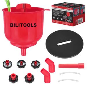 BILITOOLS No-Spill Coolant Funnel Kit - 12PCS Specialized Radiator Flush & Burping Funnel Kit with 5 Adapters, Compatible with GM & Ford, Leak-Proof & Air Bleeding Radiator Fill Funnel, Thickened Set