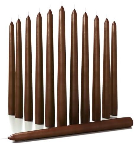 CANDWAX 10 inch Candlesticks - Set of 3 Dripless Tapered Candles - Brown Candles for Home Decor