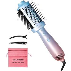 BEAUTYOVO 3in1 Blow Dryer Brush with Round & Straightening Brush, Hair Dryer Brush with 3 Heat/Speed Settings, Hair Styler and Volumizer with Ionic Technology for Drying, Straightening, Volumizing