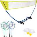 EastPoint Easy Setup Badminton Set - 5 ft Net, 4 Rackets, 2 Shuttlecocks - Quick Setup Net for Backyard Games - Steel Shaft Badminton Rackets for Family Games - Durable Shuttlecocks for Outdoor Sports