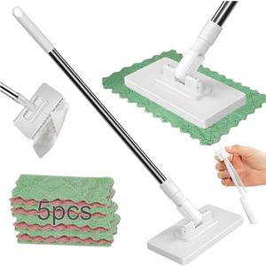Snap Grip Mini Mop, Zero Touch Cloth Changing Mop with Automatic Push Pull Handle,360 Rotating Lazy Mops Wet Dry for Whole House Cleaning,Retractable Gap Dust Cleaner Flat Mops,5 Cloths