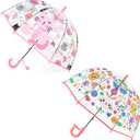 Kids Clear Umbrella for Rain Dome Bubble Umbrellas Windproof for Kids Boys and Girls (Z-Cat + Rabbit)