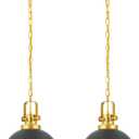 2-Pack Black Gold Pendant Lights Kitchen Island, Modern Dome Pendant Lights Matte Black Dome Hanging Light Fixture for Kitchen Dining Room Foyer Entrance Restaurant Hallway