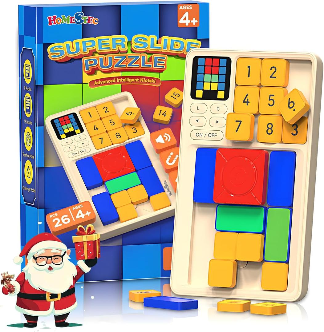 HOMESTEC Super Slide Puzzle, Hand Held Travel Games for Kids, Brain Teaser Toys Road Trip Activities for Boys Girls Adults, Birthday Easter Basket Stuffers (Classic)