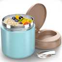 Insulated Food Jar for Kids - 15.2 Oz, Thermo for Hot Food, Soup Thermo, Insulated Food Container, Termos Para Comida Caliente, Width Mouth Stainless Steel Lunch Box with Spoon, Blue