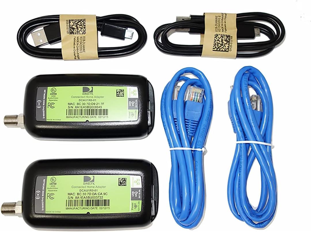 2 Pack - DIRECTV Broadband Deca Ethernet to Coax Adapter - Third Generation (with 2 USB Power Cables)