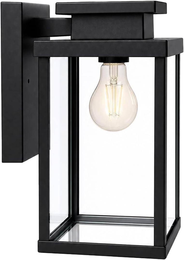 11" Outdoor Wall Light Fixture E26 Modern Porch Light, Black, 11" E26 Base