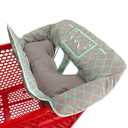 Love&go Soft Pillow Attached 2-in-1 Shopping Cart and High Chair Cover for Baby, Cotton Padded Cart Cover, Fold'n Roll Style, Portable with Carry Bag (Gray Grid)