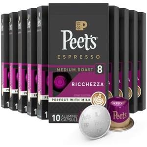 Peet's Coffee, Medium Roast Espresso Capsules, Compatible with Nespresso Original Machine - Ricchezza Intensity 8, 100 Count (10 Boxes of 10 Espresso Capsules) By 09.09.2026