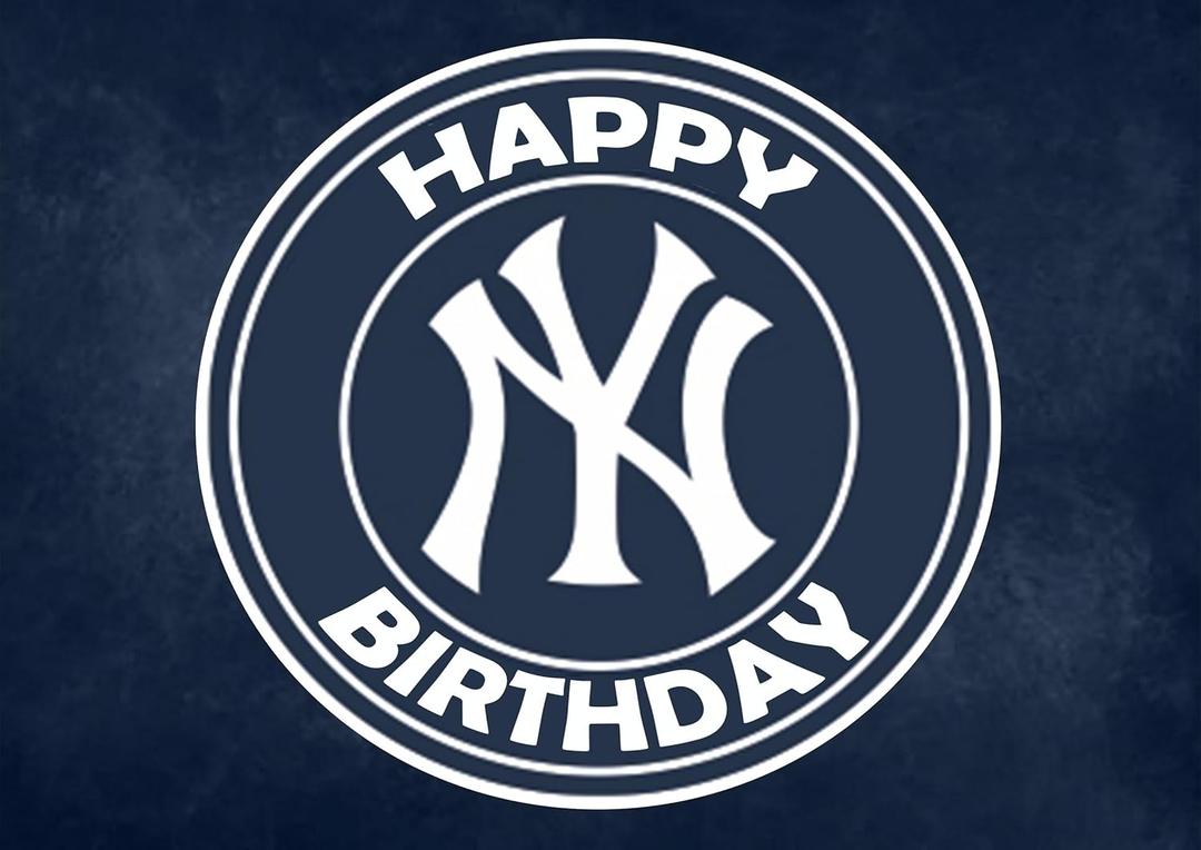 8.3 x 11.7 Inch Edible Square Cake Toppers  NY yankee Themed Birthday Party Collection of Edible Cake Decorations